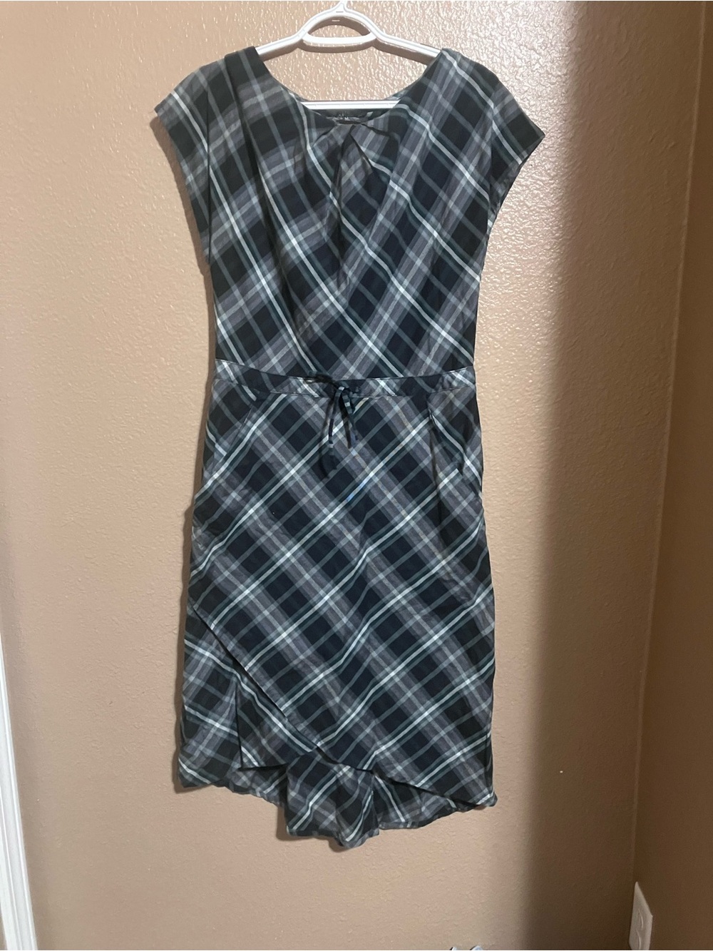 Patagonia Plaid Midi Dress in Black and Gray